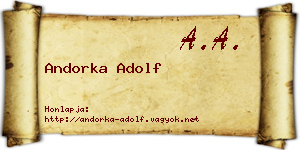 Andorka Adolf névjegykártya